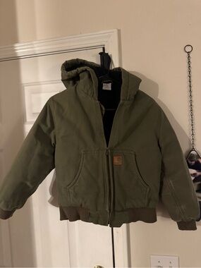 Carhartt Kids Olive Green Hooded Puffer Jacket